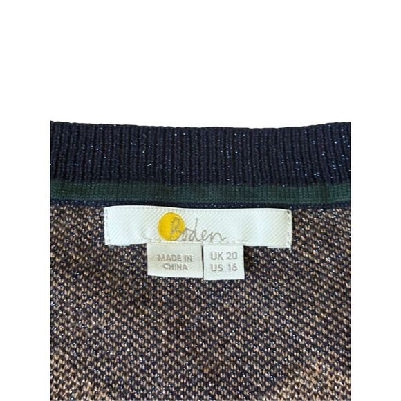 Boden Antonia Merino Wool Blend Zig Zag Jumper sweater pullover Blue Gold size 1 - Picture 4 of 9